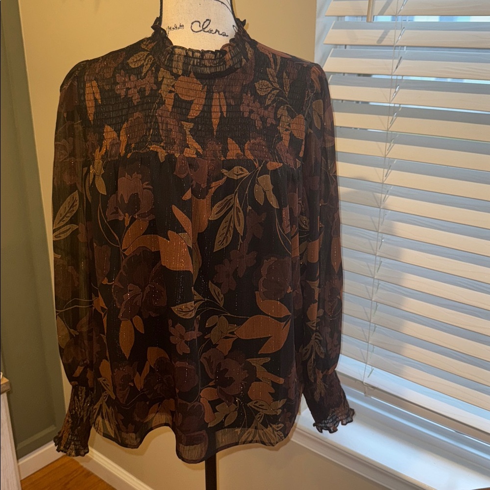 Sugarlips Floral & Glitter Silk Blouse